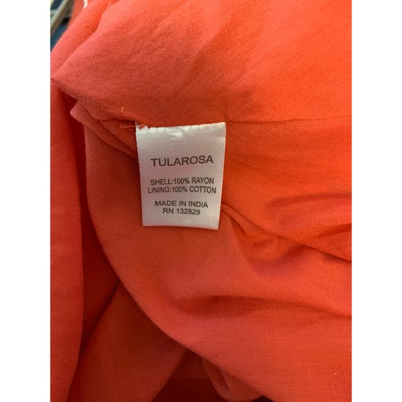 Tularosa Boho Pleated Embroidered Burnt Orange XS Womens Long Sleeve Lined Dress - Picture 9 of 9